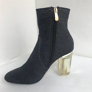 Cape Robbin Denim Boots with Lucite (Clear) Heel